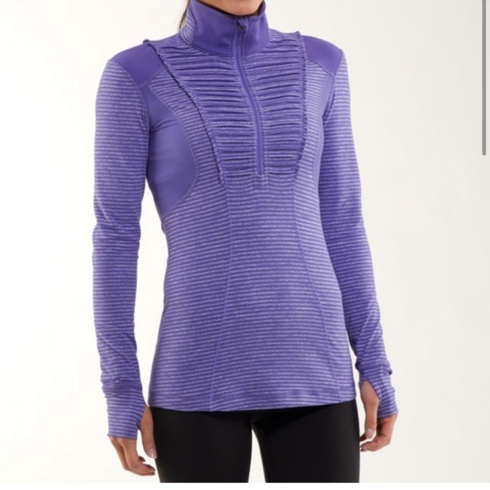 Lululemon Run Your Heart Out Half Zip Pullover Purple Heathered Stripe Feminine